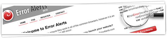 Screenshot of the Error Alerts website